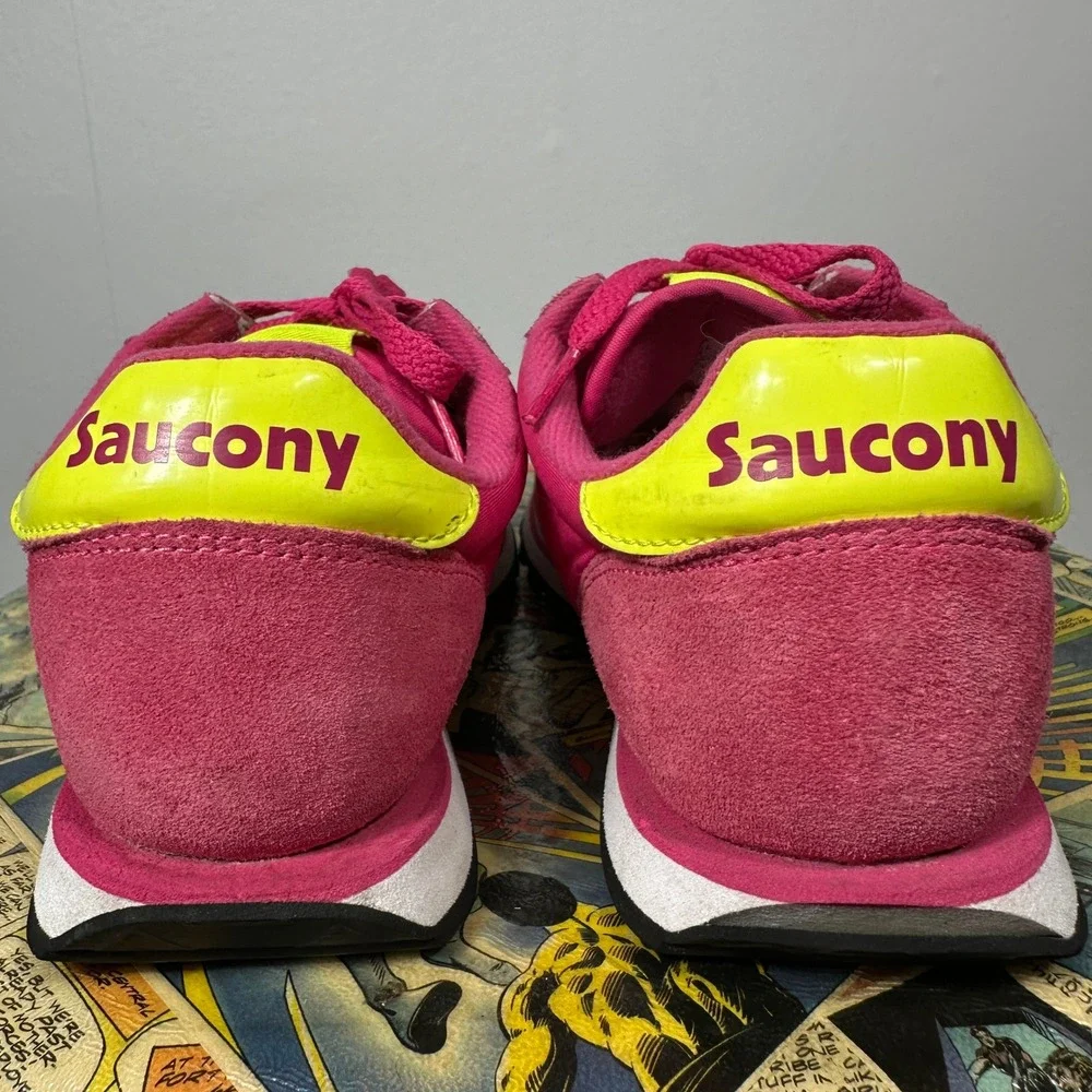 Saucony Jazz Low Pro Womens 7 Pink Neon Yellow Retro Sneakers